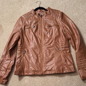 Women's Brown Faux Leather Jacket